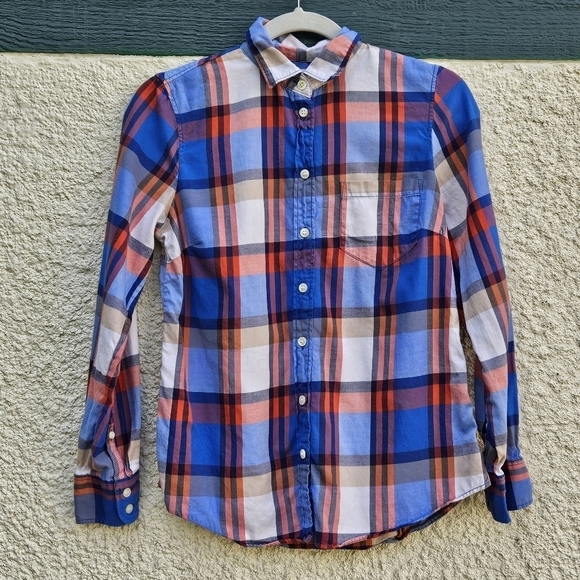 J. Crew Factory Tops - J. Crew plaid Perfect Fit button front shirt SP PS small petite